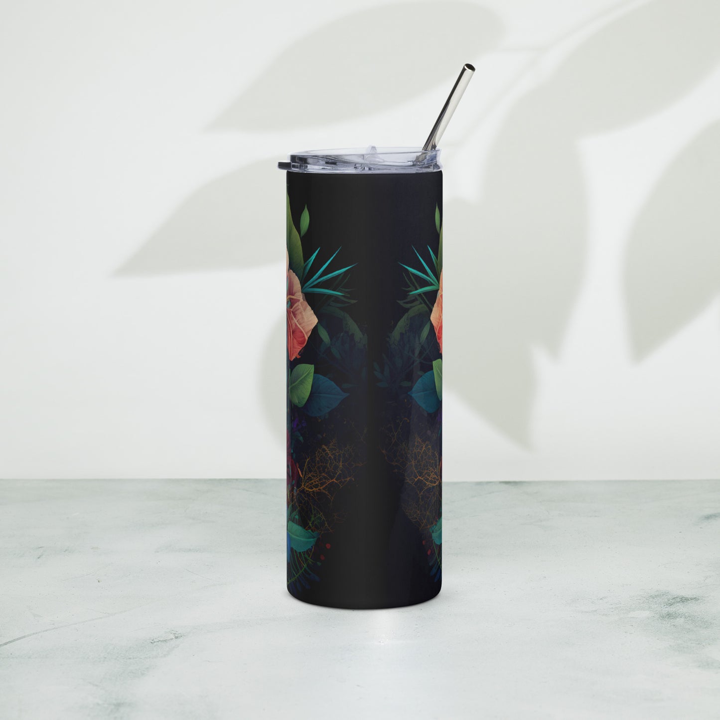 floral skull Stainless steel tumbler