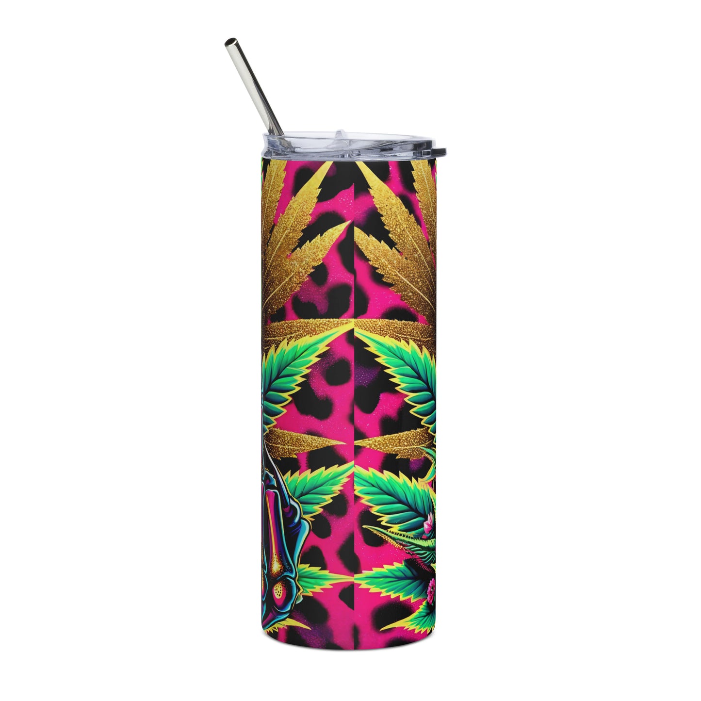 rainbow 420 skull Stainless steel tumbler