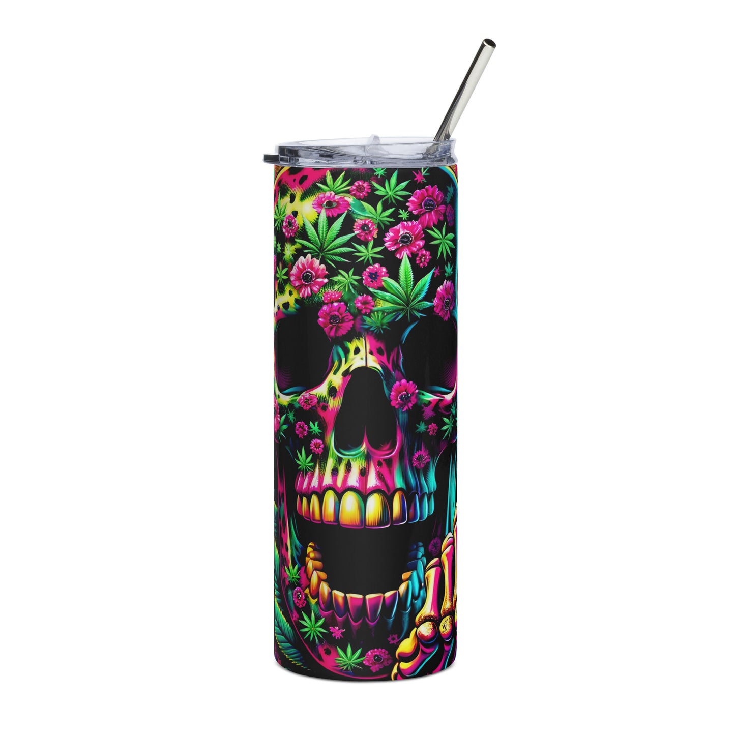 rainbow 420 skull Stainless steel tumbler