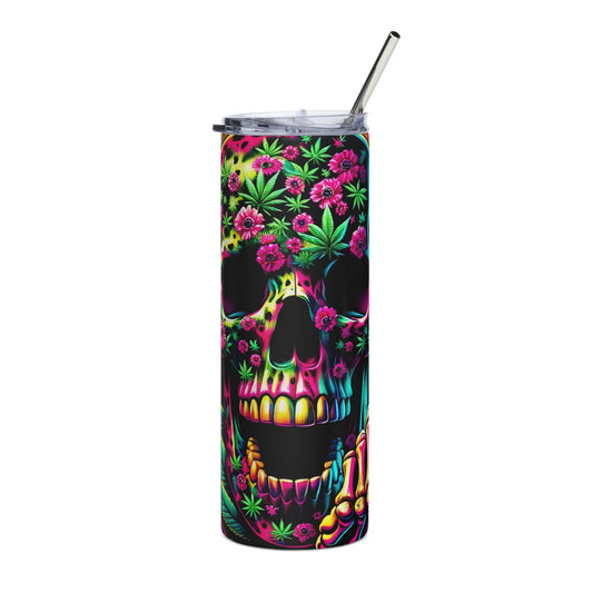 rainbow 420 skull Stainless steel tumbler