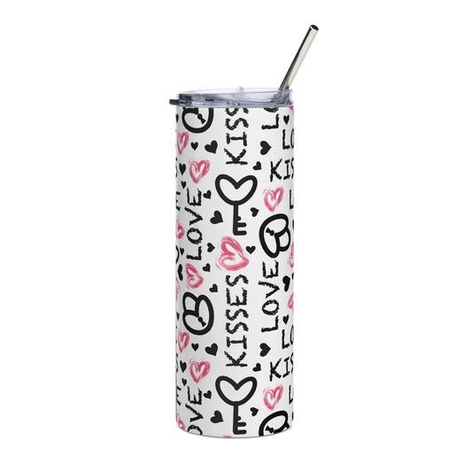 key heart kisses love Stainless steel tumbler