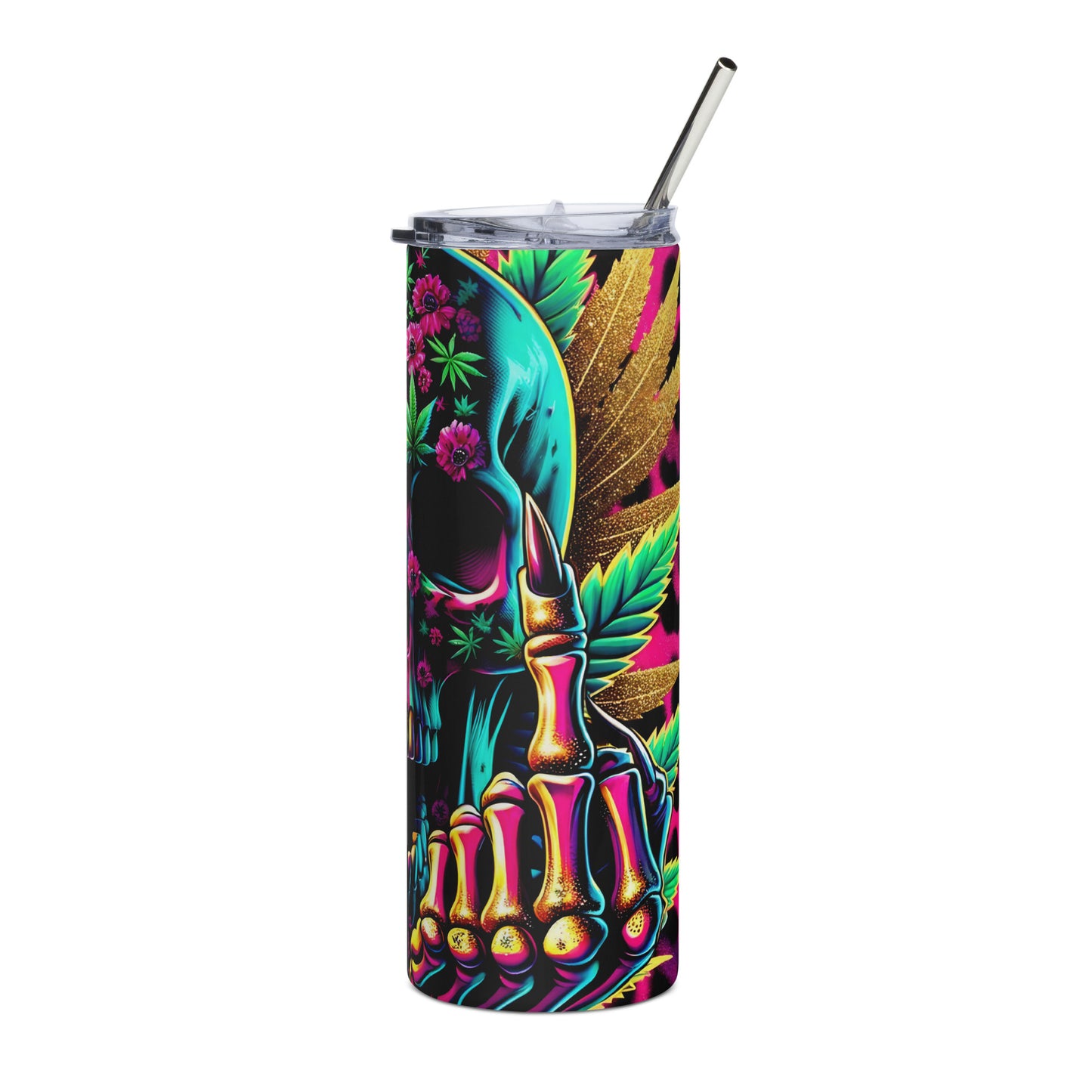 rainbow 420 skull Stainless steel tumbler