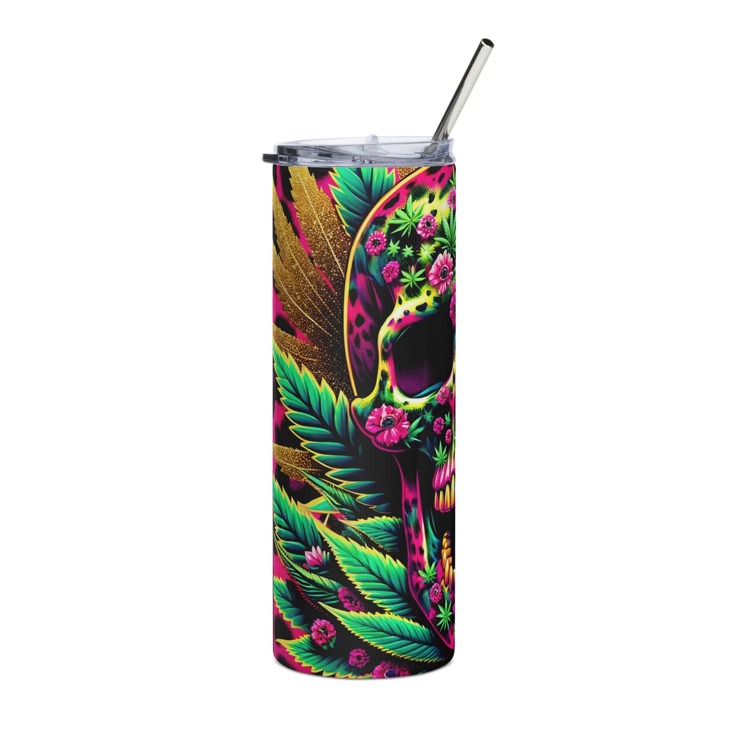 rainbow 420 skull Stainless steel tumbler