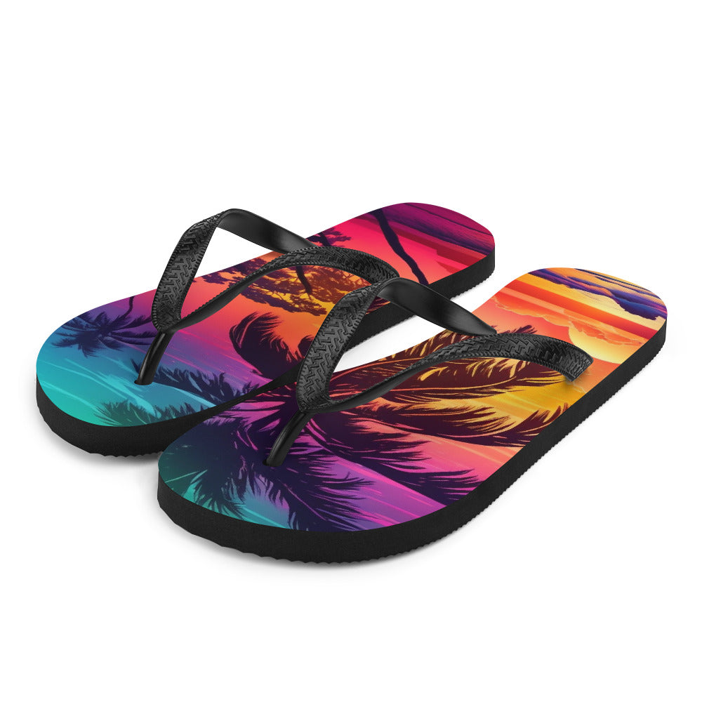 sunset vibrant color Flip-Flops