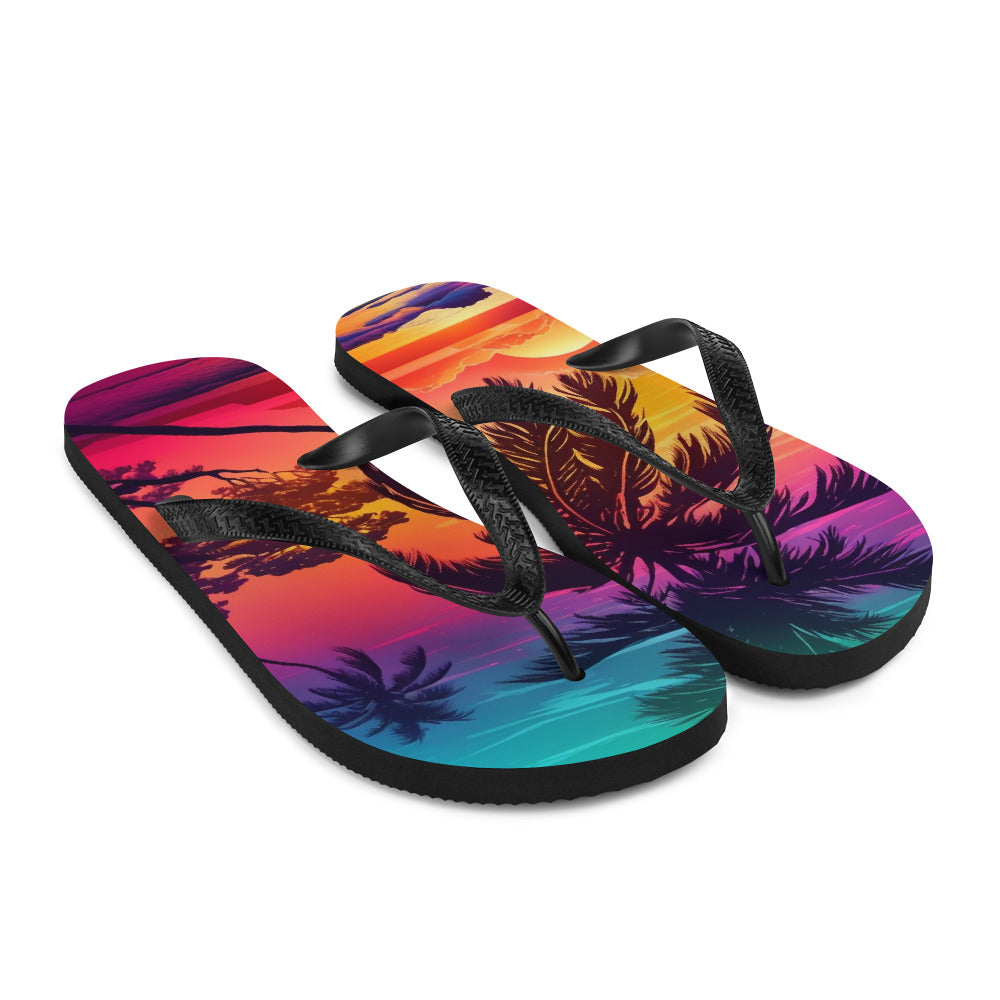 sunset vibrant color Flip-Flops