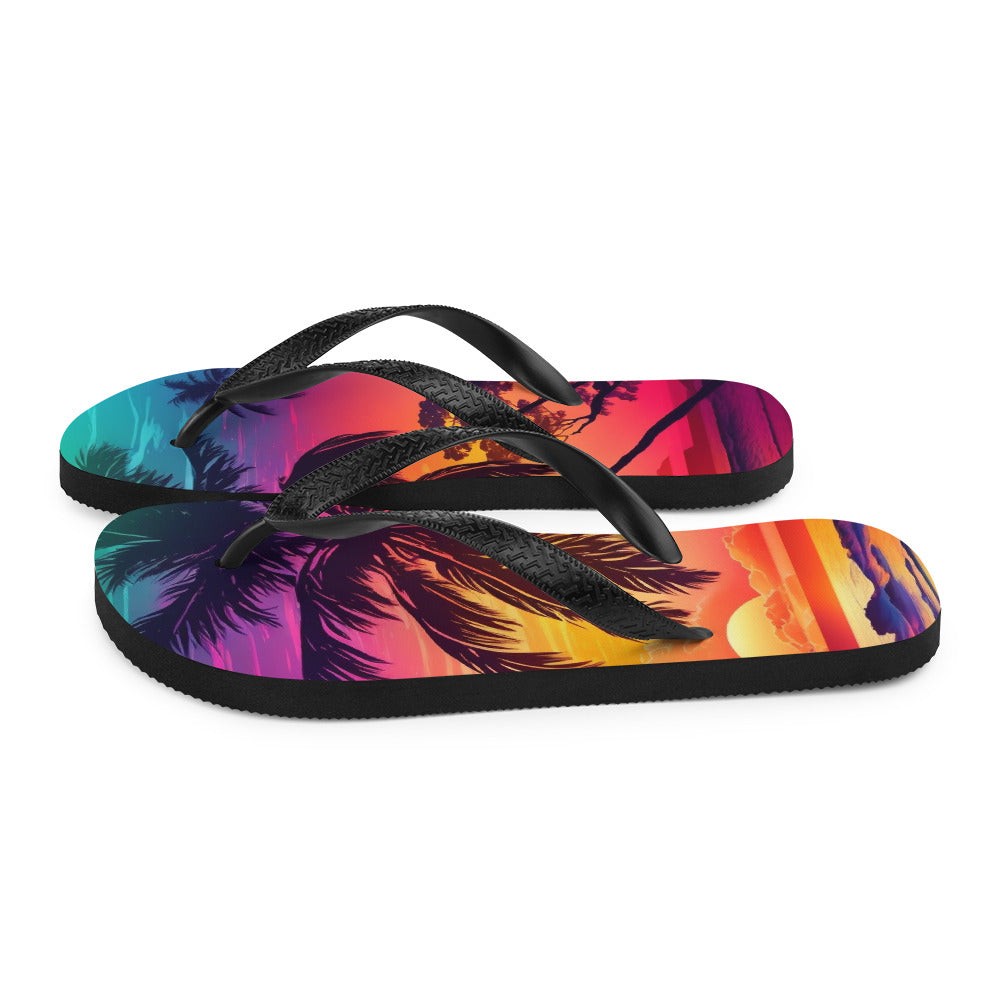 sunset vibrant color Flip-Flops