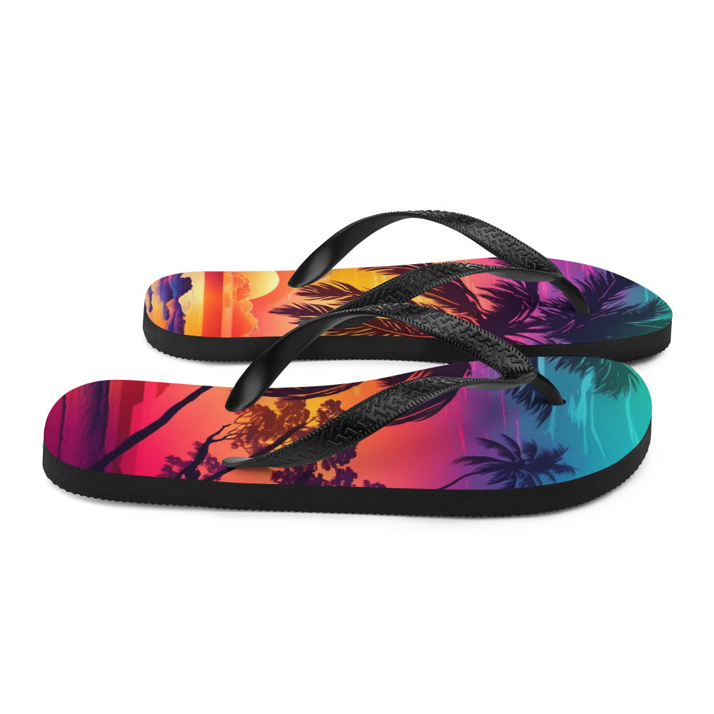 sunset vibrant color Flip-Flops