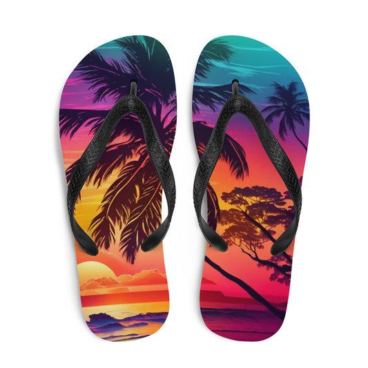 sunset vibrant color Flip-Flops